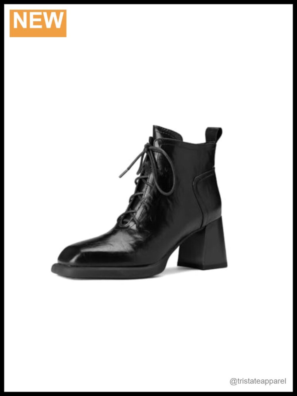 Handmade Genuine Leather Self-Tie Square Toe Block Heel Ankle Boots Women's